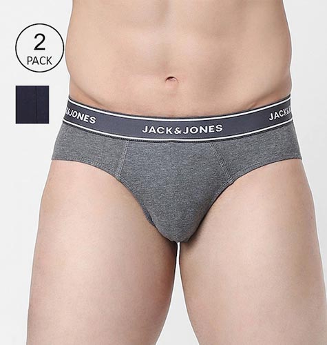 Men Pack of 2 Solid Cotton Basic Briefs